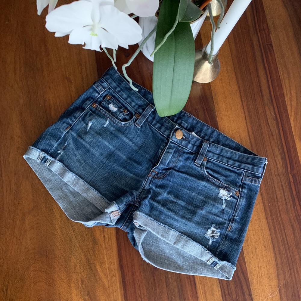 J. Crew distressed mid-rise jean shorts